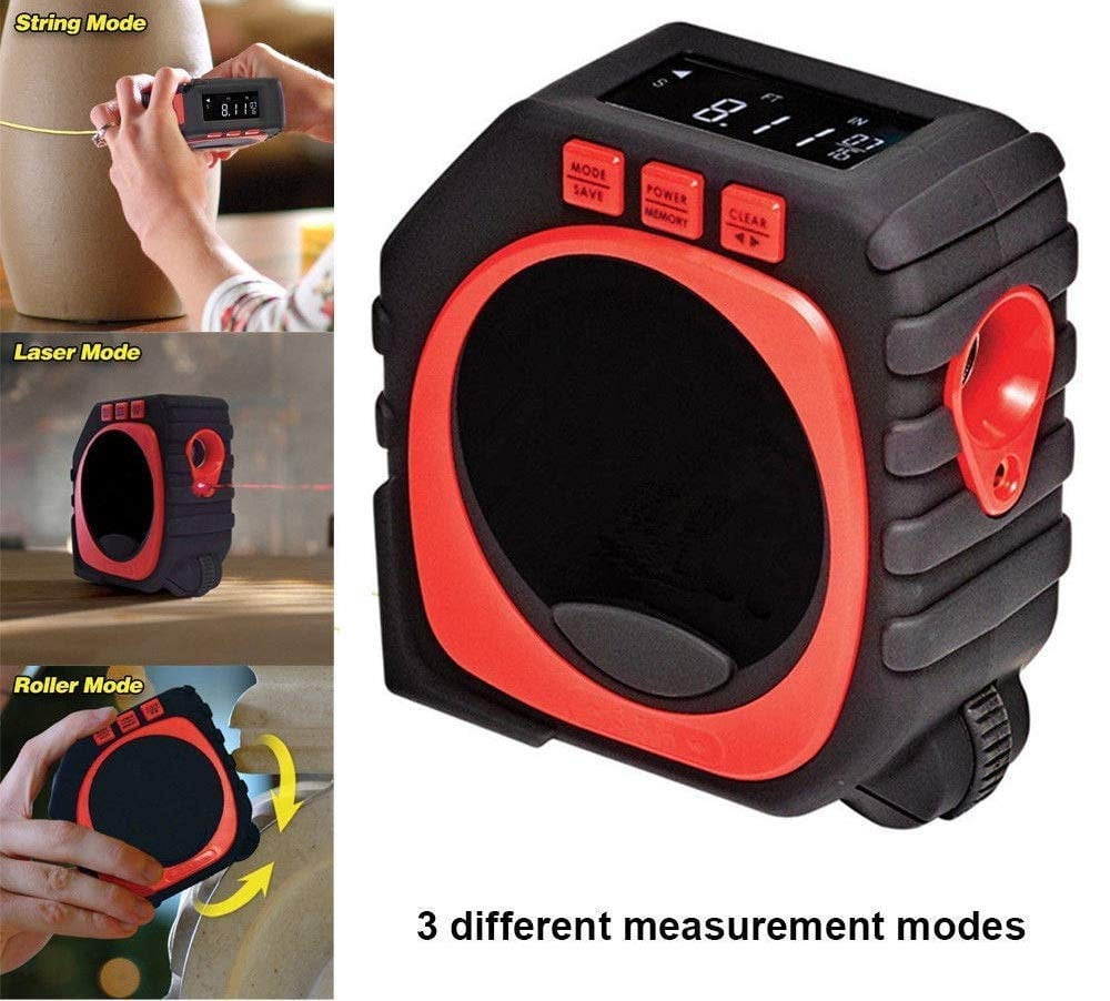 FTVOGUE 3-In-1 Multi-Functional Digital Tape Measure String/Roller Modes Measuring Tool