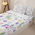 thumbnail image 3 of Metsweet Floral Unicorn Zipper Full Size Comforter Sets with Fitted Sheet and 2 Pillowcases, Flower Magical Horse Zipper Bedding Set, Pink Blue Purple,4pcs, 3 of 6