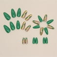 thumbnail image 3 of Fofosbeauty 24 pcs Press-on Acrylic False Nails, Nails Tips Designs 2023,Almond Ripple Green Gold, 3 of 7