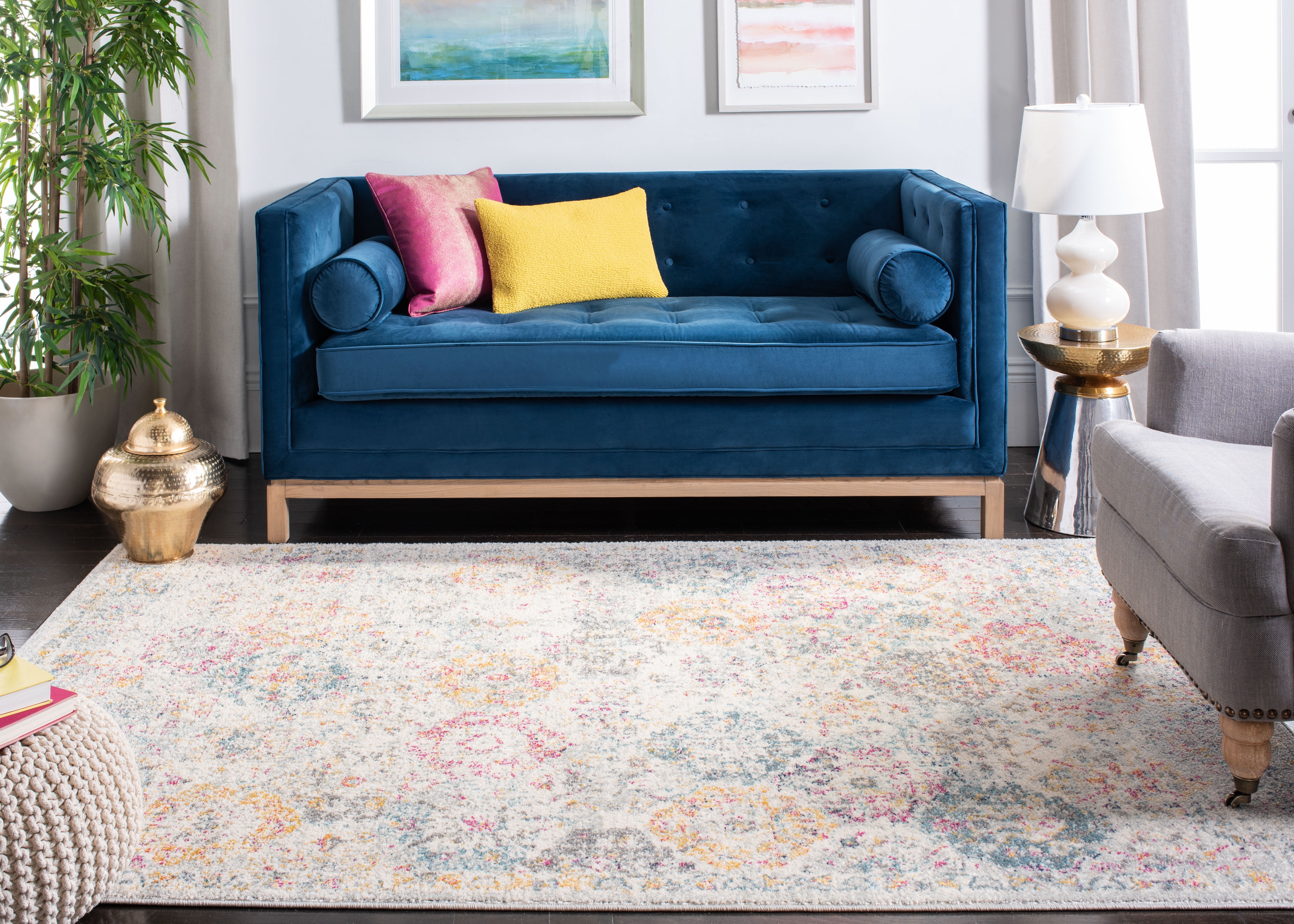 SAFAVIEH Square Rug 11' - Madison Collection - Large - Transitional Modern Design, Grey & Gold, Non-Shedding & Easy Cleaning, Ideal for Living Room, Bedroom, Dining Space (MAD611F)