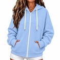 thumbnail image 5 of Women's Full Zip Hoodie, Oversized Long Sleeve Hooded Sweatshirt with Pockets, Casual Lightweight Zip Up Jacket, 5 of 7