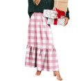 thumbnail image 5 of LWavelet Plaid Tiered Maxi Skirt Women Stylish Fall Casual Flowy Versatile Bottoms Pink S, 5 of 6