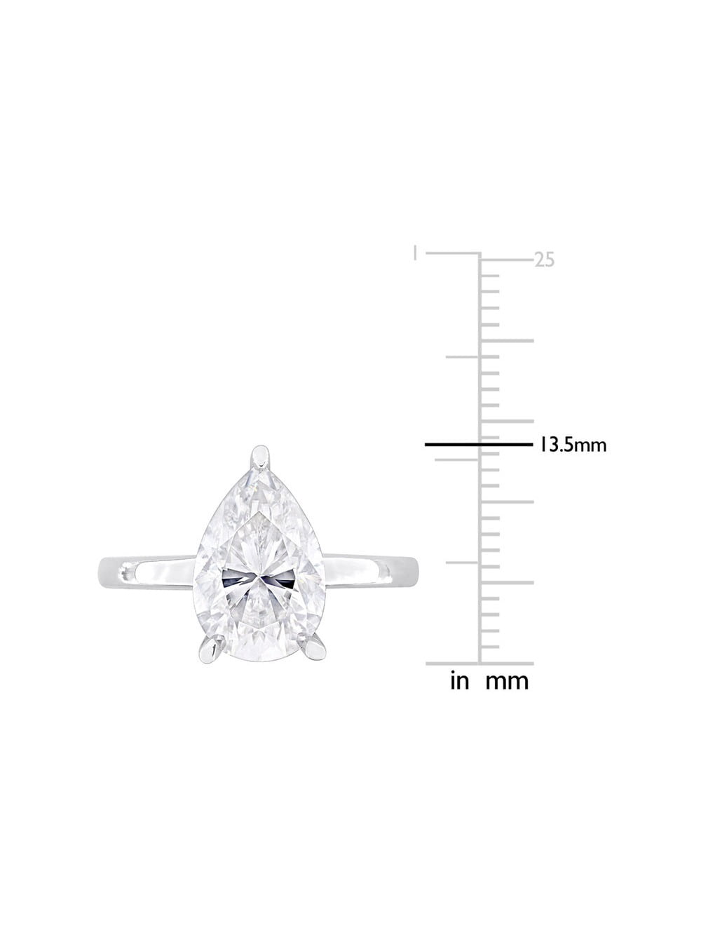 3.00 Carat (Ctw) Lab-Created Pear-Cut Moissanite Engagement Ring in Sterling Silver for Women