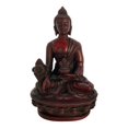 thumbnail image 2 of Red Sitting Medicine Buddha Resin Figurine 4.25 Inch Made in Nepal Buddhism, 2 of 6