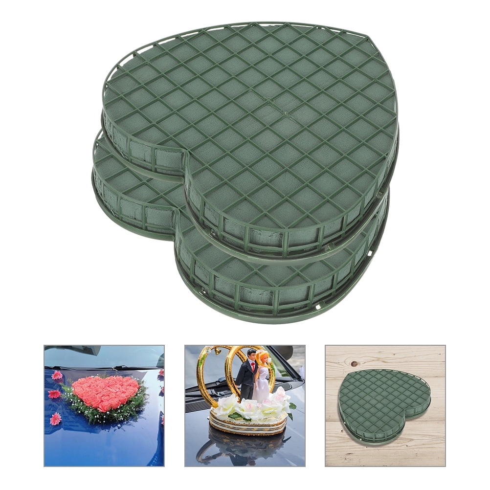 LEXSOMEO 2Pcs Heart Shaped Floral Arrangements Mud Wedding Car Floral Insert Mud Floral Arrangement Block
