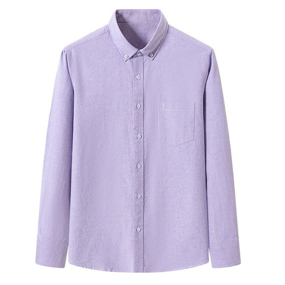Dress Shirts for Men with Pocket and Collar Long Sleeve Button-Down Tshirts Shirt Mens Casual Solid Color Breathable Slim Lapel Business Work Tops