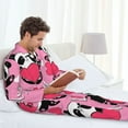 thumbnail image 6 of Hirioo Panda Heart Valentine Pink for Men's Pajama Sets 2 Piece Pjs Men's Long-Sleeved Pajama Set Button Down Sleepwear,S-XXL-X-Large, 6 of 7
