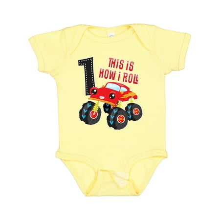 

Inktastic Monster Truck How I Roll 1st Birthday Boys Baby Bodysuit