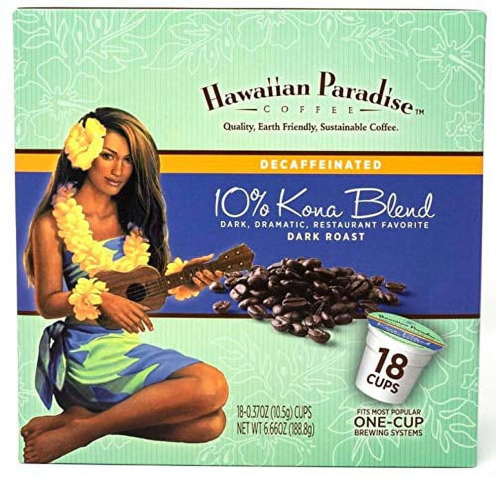 Hawaiian Paradise Coffee 10% Kona Blend Single Serve Cups 18 Count Dark  Roast - Made From The Finest Beans Produced In Hawaii - Compatible with Keurig  K-Cup Brewers - Walmart.com