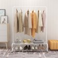 thumbnail image 3 of Dasun Clothing Garment Rack with Shelves Metal Cloth Hanger Rack Stand Clothes Drying Rack for Hanging Clothes White, 3 of 6