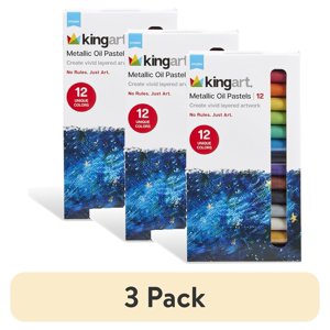 KINGART Metallic Oil Pastels, 3-Pack of 12 Colors