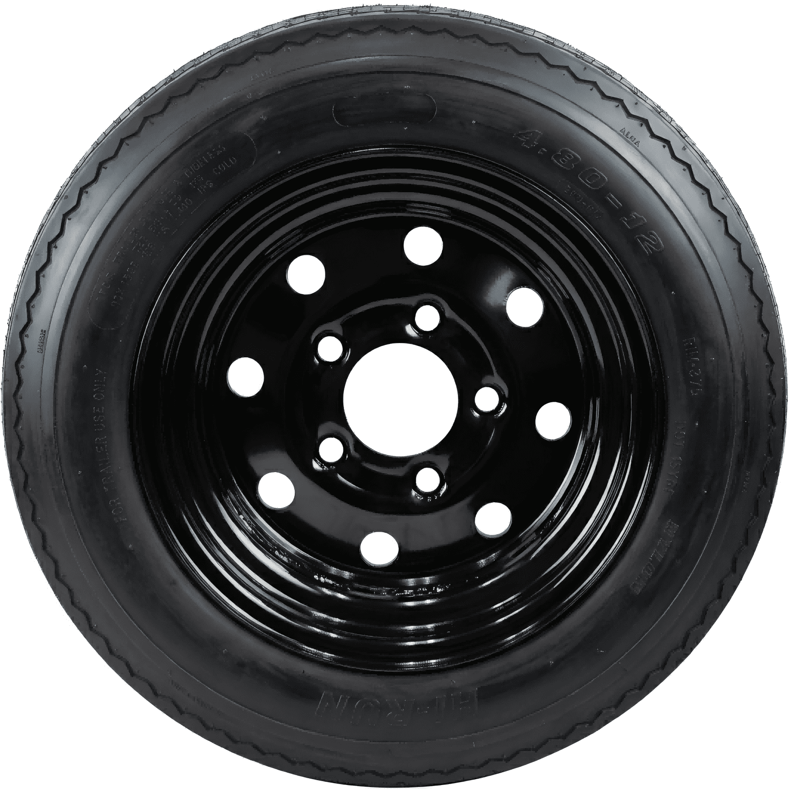 Hi-Run 2 Set SU02 4.80-12 4PR Boat Trailer Tire with 5 Lug on 4.5" Black Wheel Assembly
