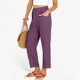 thumbnail image 7 of Women's Cotton Linen Capri Pants Summer Lightweight Elastic Waist Work Pant Ankle Cropped Trousers with Pockets 2026 Purple XXL, 7 of 7