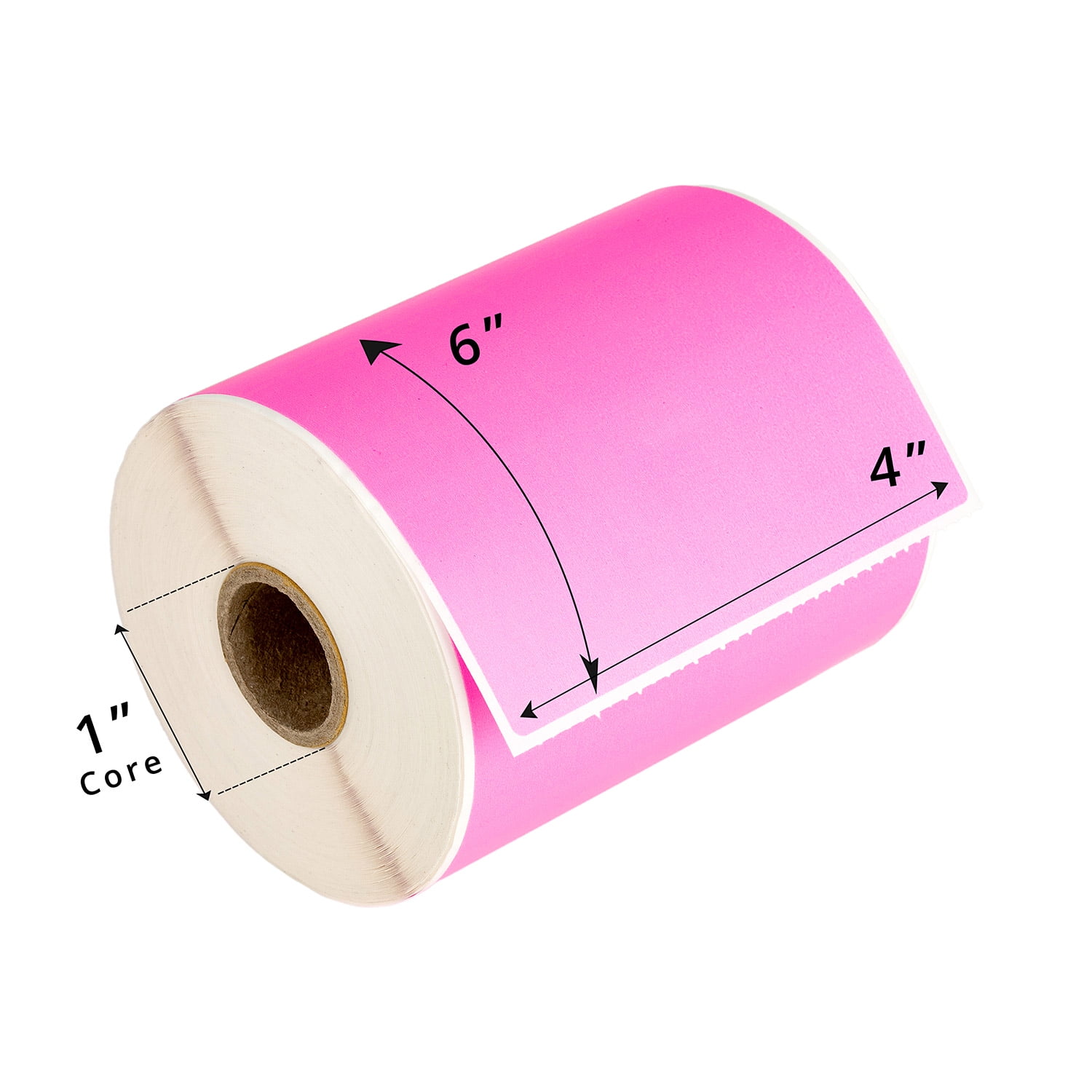 HOUSELABELS 4" x 6" Pink Shipping Labels on 1" Core Compatible With Zebra and Rollo Printers, 4 Rolls / 250 Labels per Roll