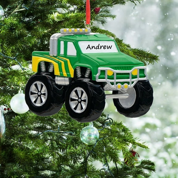 Maxora Personalized Ornaments Customized Christmas ornament Monster Truck Ornament Green Free Customize