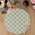 thumbnail image 3 of Sage Green Morocco Round 13 Inch Placemats Set of 6, Geometric Moroccan Abstract Art HeatResistant Non Slip Place Mats for Dining Table, Wipeable Braided Kitchen Table Mats for Housewarming, 3 of 9