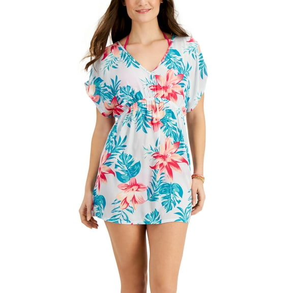 Miken Juniors' Printed Cold-Shoulder Swim Cover-Up, Created for Macy's Women's Swimsuit