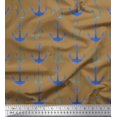 thumbnail image 1 of Soimoi Brown Georgette Viscose Fabric Anchor Hook Nautical Printed Fabric 1 Yard 42 Inch Wide, 1 of 1