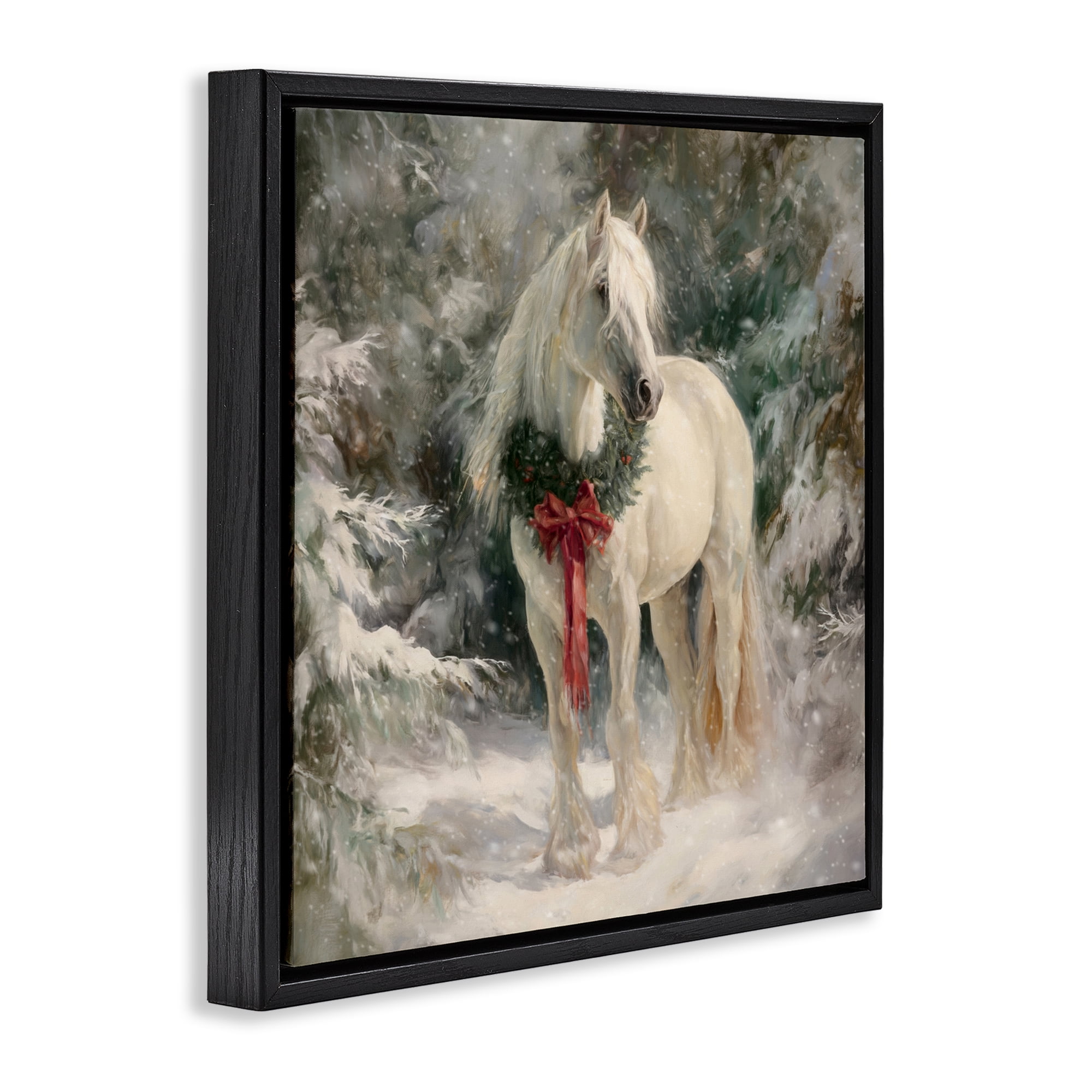Stupell Industries Pretty Christmas Mare Black Framed Floater Canvas Wall Art, design by Tina LeCour
