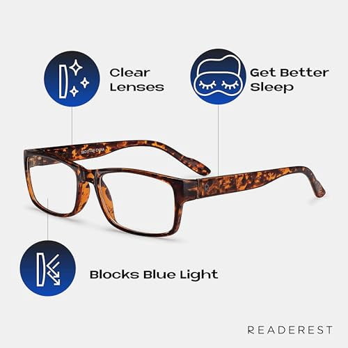 Readerest Blue Light Blocking Reading Glasses Tortoise 300 Magnification