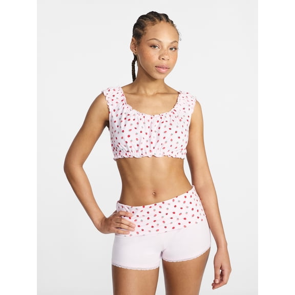 No Boundaries Bralette and Foldover Shorts Sleep Set, 2-Piece, Women's XS-XXL