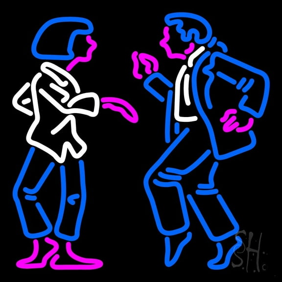 Dancing Couple LED Neon Sign 24" Tall x 24" Wide - inches Black Square Cut Acrylic Backing, with Dimmer - Premium built indoor Sign for Strip Club, Dance club, Décor, Bar.