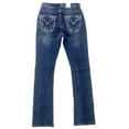 thumbnail image 7 of Grace in LA Women's Embroidered Border Flap Distressed Pocket Bootcut Stretch Jeans (26), 7 of 7