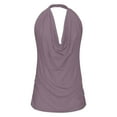 thumbnail image 6 of Sijiajgjfu Womens Sleeveless Shirts Drap Hanging Neck Tank Tops Business Dressy Work Basic Blouses Purple M, 6 of 8