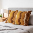 thumbnail image 6 of 16x16 Pillow Covers Set of 2, Burnt Orange Ombre Square Throw Pillow Covers for Couch/Sofa/Living Room, Abstract Art Moire Ocean Waves Decorative Soft Pillowcases for Couch Throw Pillows, 6 of 9