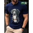 thumbnail image 2 of Men's Fun Dog & Beer Graphic Tee, 100% Cotton, Navy Blue for Casual Style, 2 of 6
