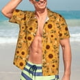 thumbnail image 5 of KLL Men's Hawaiian Shirt Short Sleeve Button Down Beach Shirts-Modern Wood Grain Sunflower, 5 of 5