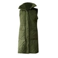 thumbnail image 5 of FUZHIQ Long Puffer Vests for Women Puffer Vest Lightweight Sleeveless Warm Button Full Zip Up Fall Winter Coat Outerwear Puffer Vests Hooded Green, 5 of 5