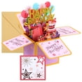 thumbnail image 1 of Tarjeta de Cumpleaños, Tarjeta de Cumpleaños Pop-Out, Tarjeta de Regalo Feliz Cumpleaños con Tarjeta de Saludo y Sobre, Folio Dorado, 1 of 7