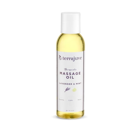 Terrajuve Aromatherapy Sensual Lavender Mint Massage Bath Oil Calm Sooth Relax Lavender Massage Oil for Massage Therapy and Relaxation Therapeutic All Natural Organic Made in USA (4 Oz)