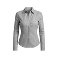 thumbnail image 4 of Womens Long Sleeve Striped Button Down Blouse Tops Slim Fit Collared Dress Shirts, 2026 Summer Casual Business Office Work Outfits Wrinkle Free Trendy Clothes, 4 of 5