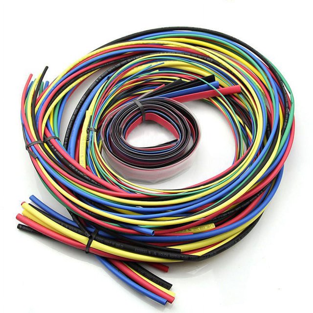 Kit de 55 m de tubos termorretráctiles, 11 tamaños, fundas de colores para cables, 6 colores