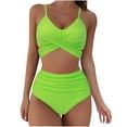 thumbnail image 2 of Ichuanyi Womens Swimsuits Clearance Swimsuits For Women 2 Piece Hawaiian Tropical Print Swim Cami Bra And Ruffles Bathing Sets Beachwear Ichuanyi Ichuanyi, 2 of 7