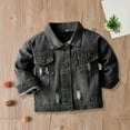 thumbnail image 3 of LNMQLPDBS Toddler Button Down Shirt Boys' Long Sleeve Lapel Shirts Kids Trendy Jean Jacket with Two Chest Pocket Denim Shirt for School Party Vacation Black 18-24 Months, 3 of 7