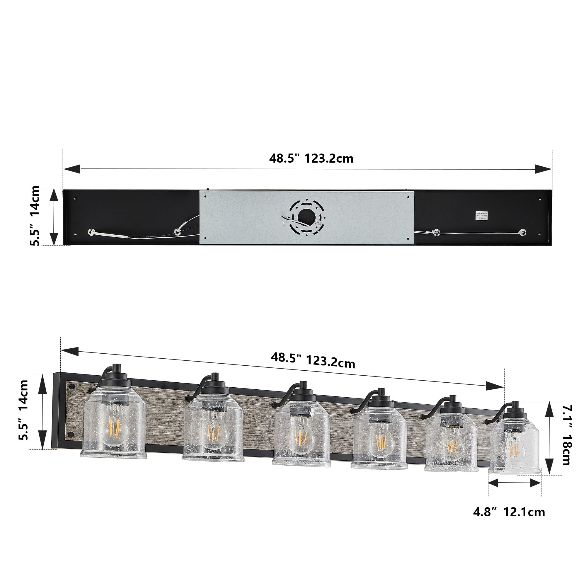 Anti-Rust Design 48-inch Bathroom Light Fixture with 6 LED Bulbs