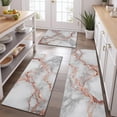 thumbnail image 2 of Gray Rose Gold Marble Pattern Kitchen Rugs Sets Of 3,Kitchen Runner Rugs Non Skid Washable,Decorative Kitchen Floor Mats for Kitchen,Sink,Laundry,17"x30"+ 17"x47" + 17"x59", 2 of 6