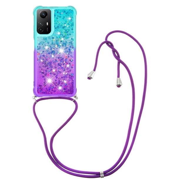 Funda para Xiaomi Redmi Note 11 4G/Note 11S 4G Brillantina Líquida Divertida Reluciente y con Cristales en Movimiento Cuerpo Cruzado con Cordón Ajustable