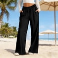 thumbnail image 2 of Nestiefly Wide Leg Linen Pants Womens Summer Loose Beach Pants for Women Vacation Lightweight Straight Leg Trousers with Pockets 2026 Black 3XL, 2 of 8