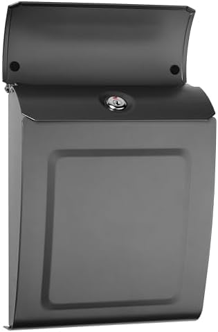 Aspen™ Locking, Vertical Wall-Mounted Mailbox for Outside, Modern Metal Galvanized Steel Small Mail Box with Lock and Key Drop Box, Graphite