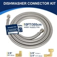 thumbnail image 2 of Krydros 10-ft. Braided Stainless Steel Dishwasher Hose with 3/8-in. Compression Elbow, 2 of 6