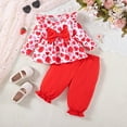 thumbnail image 2 of Ketyyh-chn99 Baby Girl Clothes Toddler Girl Outfits Fashion Toddler Girl Summer Clothes Solid Color Sweet Camisole Ruffle 2-Piece Infant Cotton Linen Pants Set Size for 0-3 Months,Red, 2 of 5