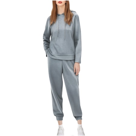 YUGYXL Jogging Suits for Women Set Casual Sweatshirt And Pant Set Loose Fit Fashion Outfit Fall Winter Fashion Outfits Gray XL