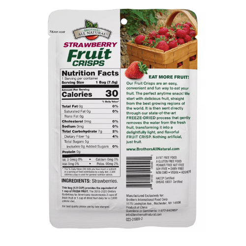 Brothers All Natural Strawberry Crisps, Freeze-Dried, 6-Pack