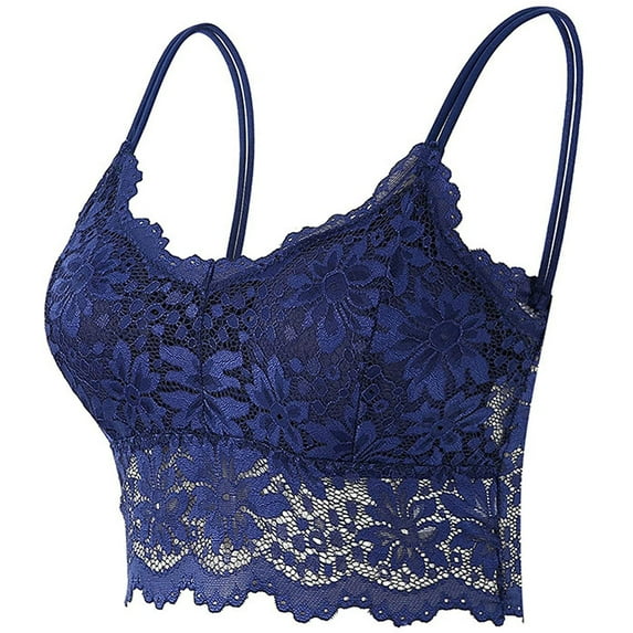 2 Pack Lace Bralette for Women Padded No Underwire Bandeau Bra with Straps for Women