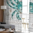 thumbnail image 4 of Christmas Coastal Semi Sheer Curtains 72 Inch Length 2 Panels Set, Ocean Crab Starfish Conch Wooden Grain Sheer Kitchen Curtain Privacy Voile Window Curtain for Living Room Bedroom Rod Pocket Drapes, 4 of 7
