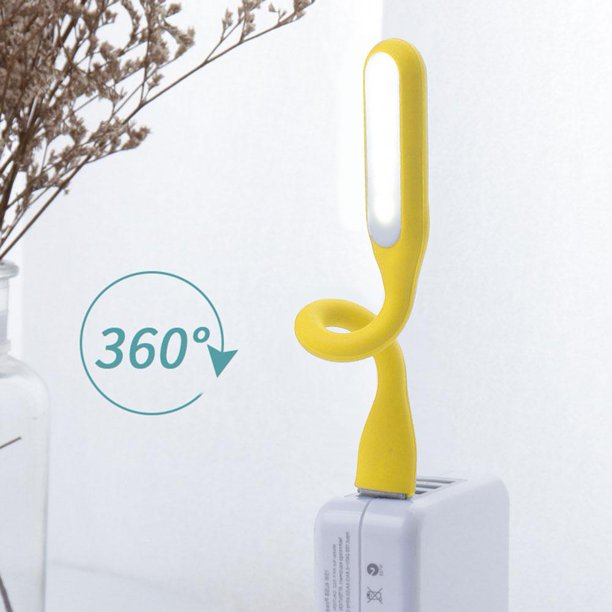 Lámpara LED USB Mini computadora portátil portátil Escritorio de lectura Iluminación nocturna (Amarillo)